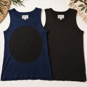 Current Elliott Womens Muscle Tank Lot Size 0 Glitter Moon Black Navy Cotton